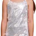 Perfashion Girls Sequin Dress Adjustable Spaghetti Strap Pencil Cami Midi Bodycon Dress Sparkly Party, 12-13Y