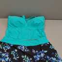 Women Tankini with Skirt - 2 Piece Swimsuits Tummy Control Bathing Suits Halter V Neck Swimwear 2025 (Medium, Aqua and Blue Flower)
