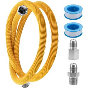 48" Flexible Gas Line Hose - Compatible with Dryer, Stove, Range & Water Heater | Stainless Steel Gas Range Connector Kit | 5/8" OD Line(1/2" ID) with 1/2" FIP & 1/2" MIP Fittings by TOMOON