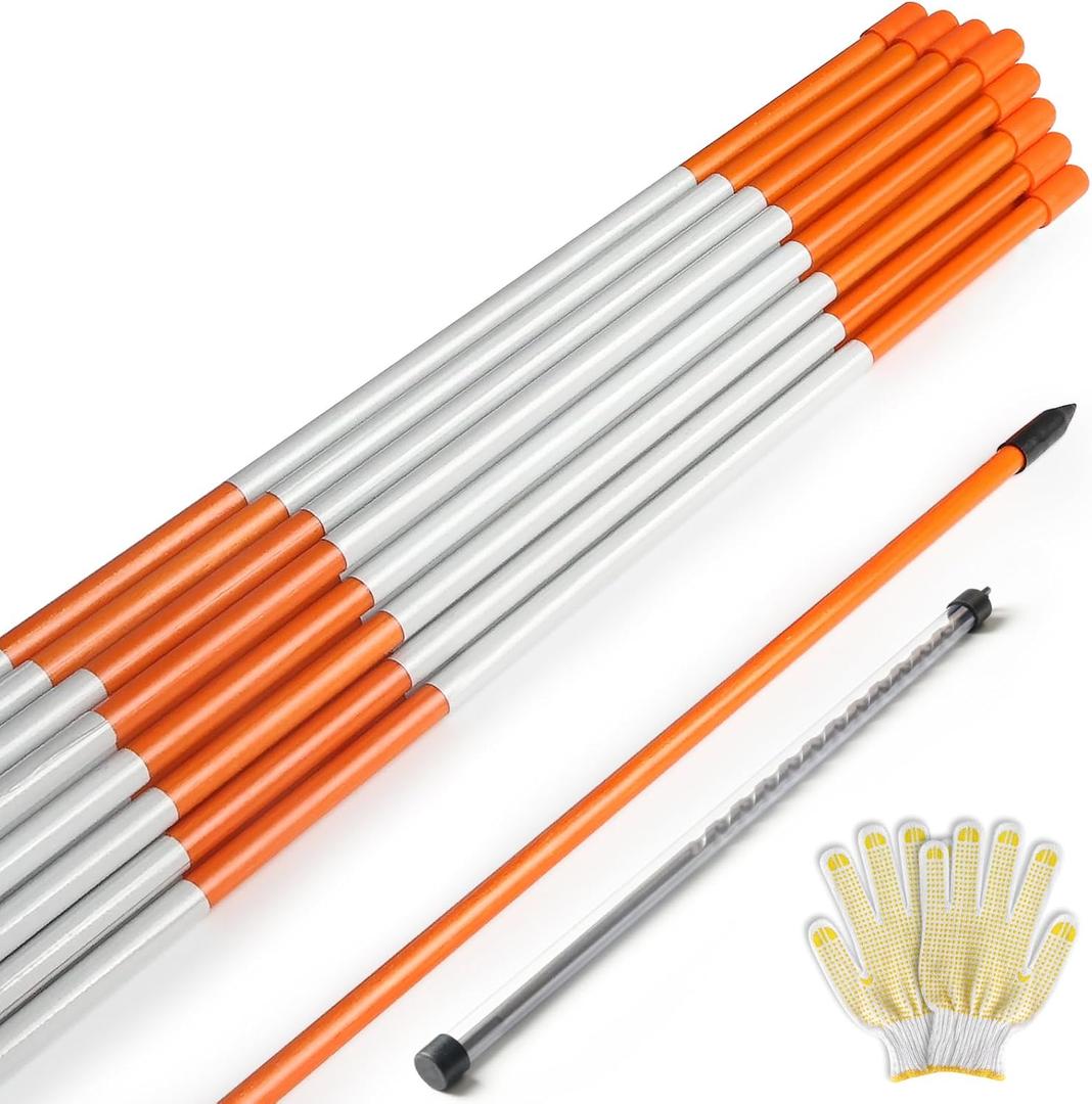 DGSL 30PCS Driveway Markers, 48in Driveway Reflectors on Poles Orange Fiberglass Snow Stakes with Reflective Tape for Easy Visibility, with Protection Gloves and Drill Bit for Parking Lots, Walkways