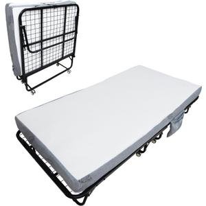 Garvee 75"x38" Folding Bed with Mattress, Portable Rollaway Bed for Adults | with 4" Memory Foam Mattress, Foldable Guest Bed with Metal Frame, Fold Up, Roll Away, Space Saving for Office, Apartment