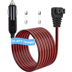 16.4 FT DC Power Cord Cable 12V/24V for Car Fridge Car Refrigerator Freezer Compatible with Alpicool, ARB,BougeRV, Bodega, Dometic,Euhomy, ICECO Etc Most Brands Portable Refrigerator (Black, 16.4 FT)