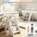 Toddler Step Stool, Foldable 3 Step Stool for Toddlers with Handles