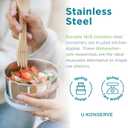 U Konserve Stainless Steel Set of Three Round Food/Condiment/Snack Mini Countainers with Silicone Lids, Leak Proof & Dishwasher Safe (3 oz) (Clear)