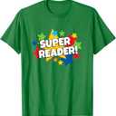 2 PCS Star Reader Super Reader T Shirt Kids Reading Award T-Shirt, Size M