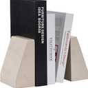 Koville Marble Bookends for Shelves, 9Lbs Large Bookends for Heavy Books, Non-Slip Heavy Duty Book Stopper for CD/Movies, Aesthetic Decorative Bookends for Shelves Table Home Decor(Beige)