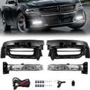 LED Fog Lights Fit for 2015 2016 2017 2018 2019 2020 Dodge Charger, A Pair of Front Bumper Fog Lamps with Switch and Wiring Harness- Clear Lens