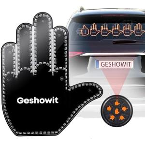 Car Accessories for Men - Car Finger Light with 6 Gestures Remote - Show Your Feelings to Drivers - Ideal Gift Hand Gesture Lights, Truck Accessories, Hand Sign Car LED Signs for Men and Women