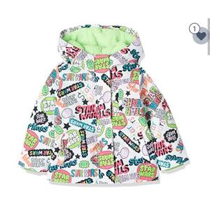 Amazon Essentials Disney | Marvel | Star Wars | Frozen | Princess Girls' Warm Puffer Jacket Coat (Previously Spotted Zebra), Star Wars Scribble, Medium