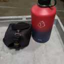 128oz Insulated Water Bottle, BUZIO Gallon Water Jug with Straw Lid and Carrying Sleeve (Cold for 48 Hrs) Stainless Steel Hydro Metal Canteen Water Flask, Ruby Red Navy