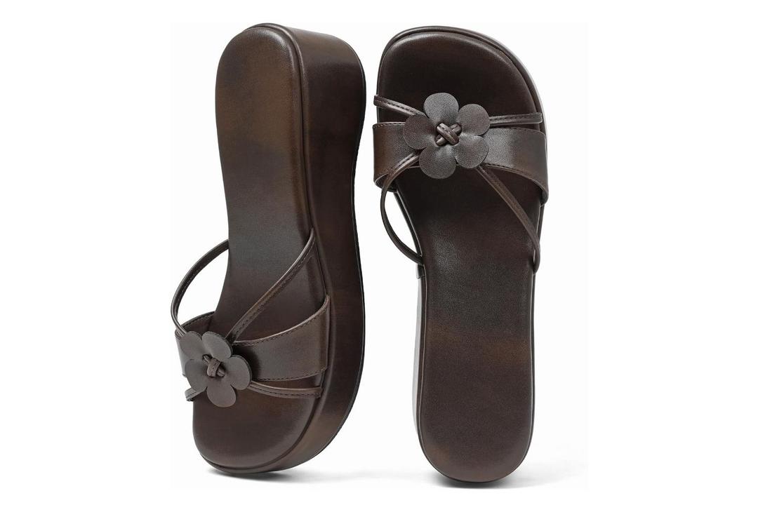ICON wedge sandals, 9, Dark Brown 