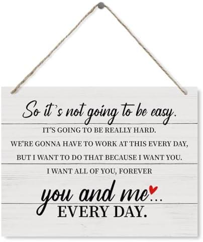 Farmhouse Wood Sign, So It's Not Going to Be Easy Sign, Decorative Wood Plaque for Hanging, Master Bedroom Decor, Bedroom Wall Art, Romantic Home Decor, Rustic Wooden Plaque with Hanging Rope