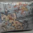 Washable Oriental Area Rug - 6ft Rugs for Living Room Soft Carpet for Bedroom Waterproof Floral Distressed Indoor Stain Resistant Non-Shedding Floor Carpets (Blue/Teal/Orange, 6ft-Round)