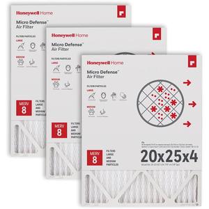 Honeywell Home 20x25x4 MERV 8, AC Furnace Air Filter, 3 PACK (CF100A1025-3PKAM) (Actual Dimensions: 19.94 x 24.87 x 4.38 in.)