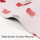 LilyCat Faux Leather Placemats Set of 6, Waterproof Oil-Proof Dining Table Mats for Kitchen, Indoor & Outdoor Heat Resistant Wipeable PU Place Mats, 18 12, Cherries and Bears