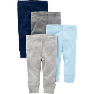 Simple Joys by Carter's Unisex Babies' Pant, Pack of 4 (0-3 Months, Blue/Grey/White)