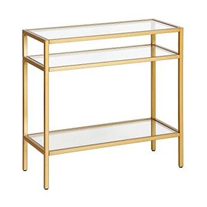 Henn&Hart 24" Wide Rectangular Rectangular Side Table in Brass, Table for Living Room, Bedroom
