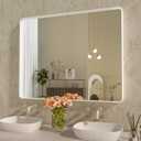WEER White Bathroom Mirror 40X30 Inch, Rounded Rectangle White Metal Frame Mirror, Matte White Bathroom Vanity Mirror with Tempered Glass, Anti-Rust, Hangs Horizontally or Vertically
