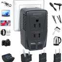 Upgraded 2000W Voltage Converter US to Europe, 220V to 110V Converter for European Travel for Hair Dryer Straightener, 2300W Travel Power Adapter with PD Charger for Laptop Tablet Camera Cell Phone