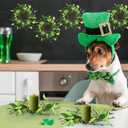 6 PCS St.Patrick's Day Candle Wreath Lucky Artificial Shamrocks Wreath for Front Door St Patrick's Day Kitchen Cabinet Wreaths Pillars Candle Wreaths for Lrish Home Porch Wall Window Decoration