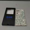 OOK Compatible with Samsung Galaxy S23 Ultra Silicone Phone Case with Strap, Cute Floral Flower Pattern for Women Girls, Adjustable Finger Strap Kickstand Slim Protective Cover, White Sage Flower