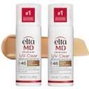 EltaMD UV Clear Tinted Face Sunscreen SPF 46, Oil Free Sunscreen for Sensitive Skin with Zinc Oxide, Dermatologist Recommended (06 - Tinted (2 Pack))
