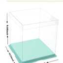 XININSUN clear cake box with ribbon,8inch 10inch cake boxes,transparent tall cake box cake carrier,Cake Containers clear gift box for Wedding,Birthday,Party(6pcs-green)