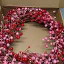 LLZLL Valentines Day Wreath 22 Inch Valentines Day Wreaths for Front Door Artificial Valentines Day Door Wreath with Pink and Red Berries for Valentine's Day Anniversary Wedding Decor