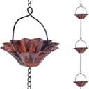 10FT Lotus Rain Chain, Rain Chains for Gutters with 12 Cups, Adjustable Rain Catcher Chain with Bell for Eaves Drainage, Replacement for Downspout