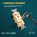 Decorator Wall Outlets, 20A 125V Standard Electrical Receptacle Outlet, 2 Pole 3 Wire, Non-Tamper Resistant, NEMA 5-20R, Self-Grounding Residential Grade, UL, Gold, 10 Pack