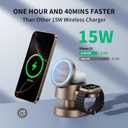 4 in 1 Magnetic Wireless Charging Station,15W Fast Charging with Night Light for MagSafe Charger Stand,3 in 1 Wireless Charger for iPhone 17/16/15/14/13 Pro Max,Apple Watch & AirPods,Sand Gold