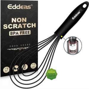 Flat Whisk, EDDEAS Silicone Gravy Whisk for Cooking, Beating, Stirring Gravy and Eggs (11 inch)