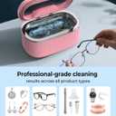 35W Ultrasonic Jewelry Cleaner, 45KHz Retainer Cleaner for Jewelry, 5 Timer & 3 Power Modes, Eyeglasses, Rings, Watch Strap, Dentures - 20oz, 304 Stainless Steel Tank, Quiet <38dB (Pink)