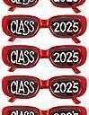 Cuffbow 6 Pcs 2025 Graduation Glasses Class of 2025 Sunglasses Bulk Plastic Eyeglasses Graduation Party Supplies Photo Booth Props (Red)