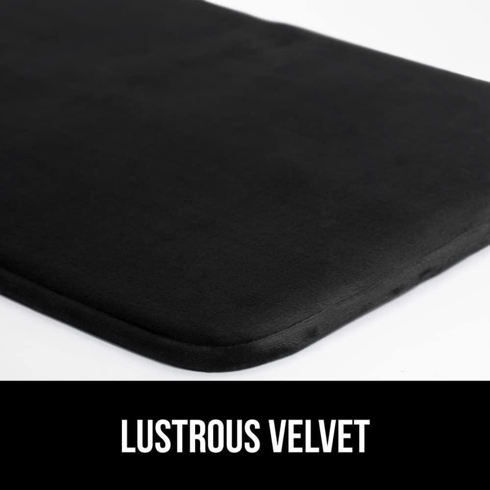 Memory Foam Bath Mat, Soft Absorbent Velvet Bathroom Mats, Durable Dots on Underside, Machine Washable Bathmat, Carpet Rug Room Decor for Shower Tub Floor RV, Black