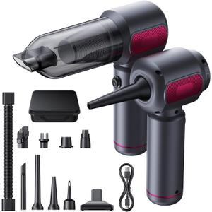 REWONDER Car Vacuum Cleaner High Power, 22000Pa Vacuum Cleaner & 110000RPM Air Duster, Handheld Vacuum with 7800mAh Battery Car Detailing Vacuum, Storage Bag & Multi-Nozzles for Car, Home