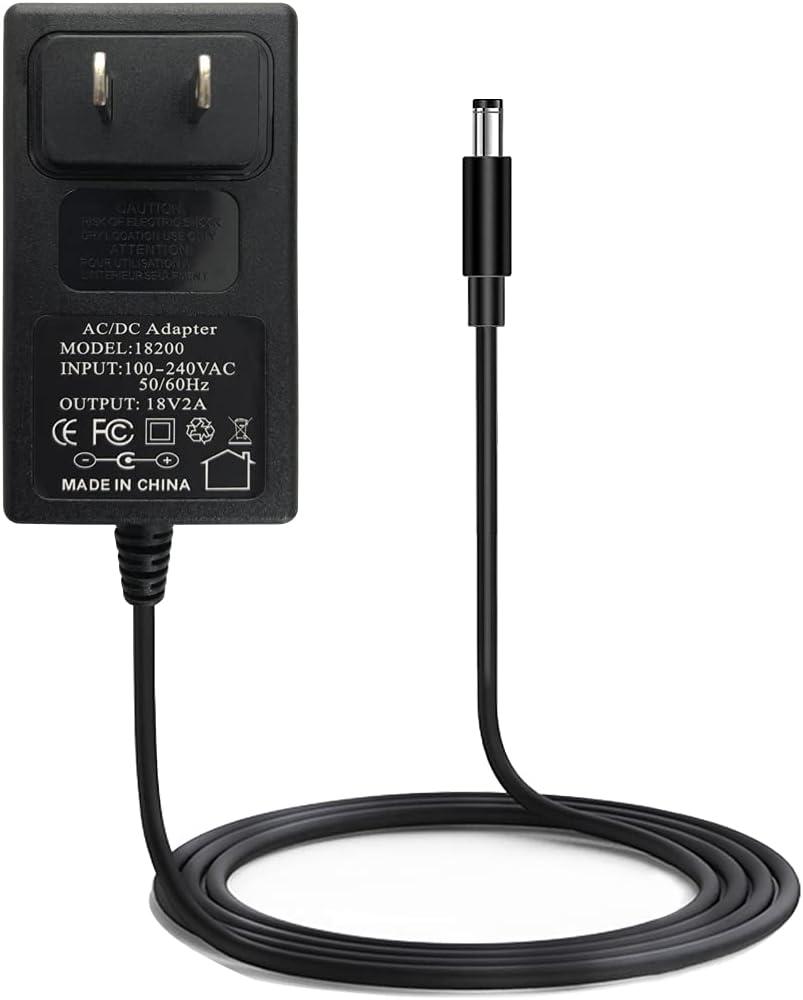 18V 2A 36W AC/DC Power Supply Adapter, Wall, Center Positive DC Plug 5.5x2.1mm 5.5mmx2.5mm Compatible for 18 Volt 1A 1.1A 1.2A 1.3A 1.4A 1.5A 1.6A 1.7A 1.8A 1.9A 2A 1000mA~2000mA Equipment (6 ft)