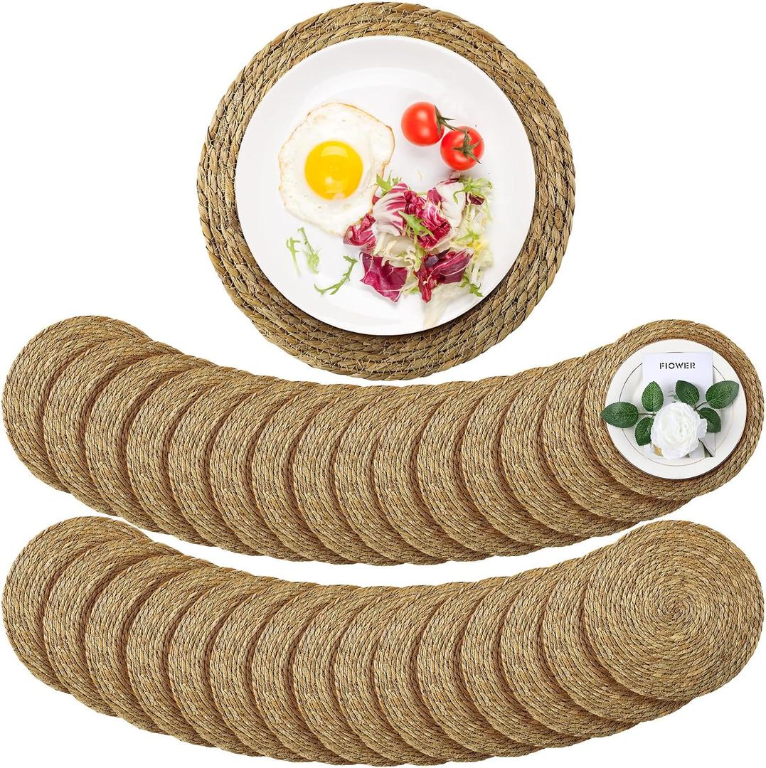 Colingmill 60 Sets 13 Inch Round Woven Placemats Bulk Farmhouse Boho