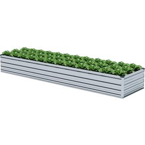 12x2x1.5FT Galvanized Raised Garden Beds Kit Large Outdoor Metal Gardening Planter Box for Vegetable Elevated Flower Herbs, Silver