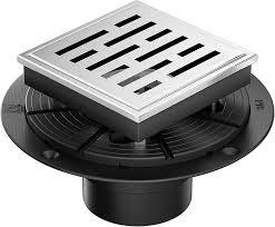 Neodrain Square Shower Drain,4 inch Black Stainless Steel 304 Grate and PVC Drain Body, Grate with Kit Includes Hair Trap/Strainer,Lifting Hook and PVC Drain Base