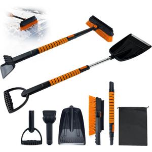 Extendable Snow Brush and Ice Scraper for Car Windshield - 45" Snow Brush for Car with 360 Rotating Head - Sturdy Snow Scraper and Ice Scraper for Sedans, SUVs, Trucks - Easy Storage