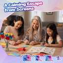 Pinwheel Crafts Flower Origami Kit for Kids Ages 8-12 | 150 Pcs Origami Paper Kit w/Multicolor Folding Papers, Chenille Stems,Buttons and Jewels, Arts and Crafts Paper Book for Kids Ages 6+