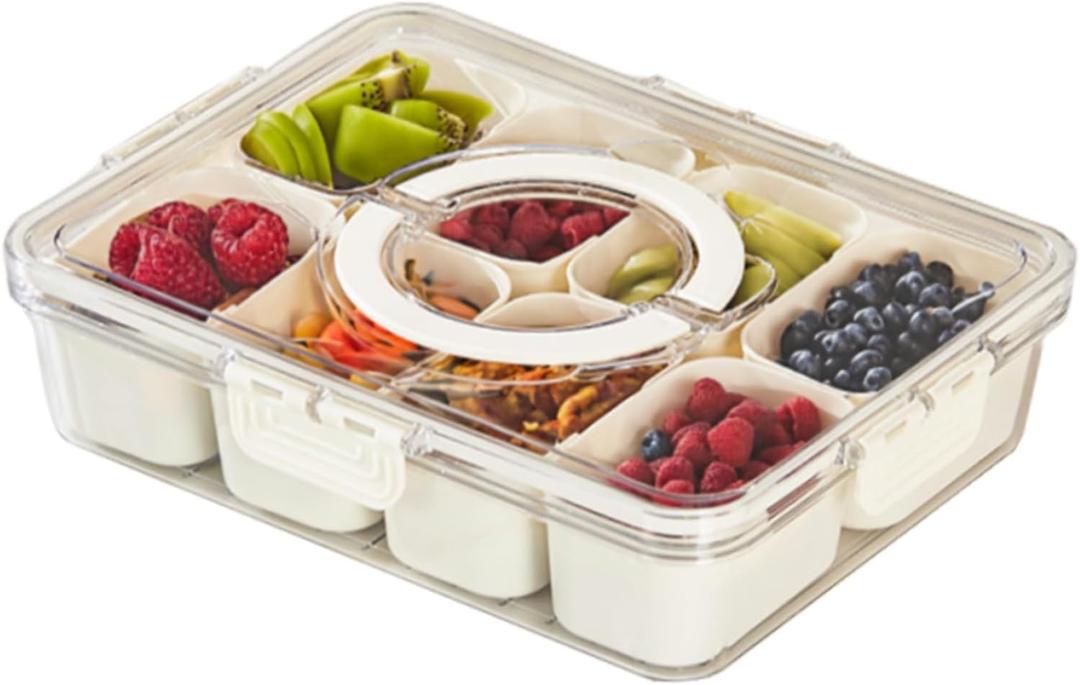 LOEZ Snacklebox for Adults, Portable Snack Box with Lid, 8 Compartment Travel Snack Organizer for Road Trips, Office & On-the-Go