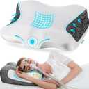 Elviros Cervical Neck Pillow for Neck Pain Relief, CPAP Pillow for Side, Back & Stomach Sleepers, Ergonomic Orthopedic Pillow for CPAP Users to Reduce Air Leaks and Mask Pressure, White (23.6"Lx16.3"Wx4.9/5.1"H)