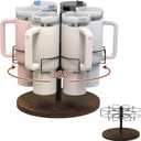 Water Bottle Organizer for Stanley 40 oz Tumbler with Handle, Rotatable Stanley Cup Organizer Holder, Kitchen Organizers and Storage for Cabinet with Non-Slip Pad, Black (Large)