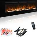 Electric Fireplace 48 In, Wall Mounted & Recessed Electric Fireplace Inserts, Remote & Touch Screen Control, 169 Flame Color Combinations, Timer & Thermostat Fireplace Heater, 1500W, Black