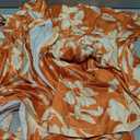 Women's Floral Plus Size 2 Piece Outfits Casual Short Sleeve Bandage Wrap Empire Crop Tops and Midi Skirt Sets, Orange, 1XL