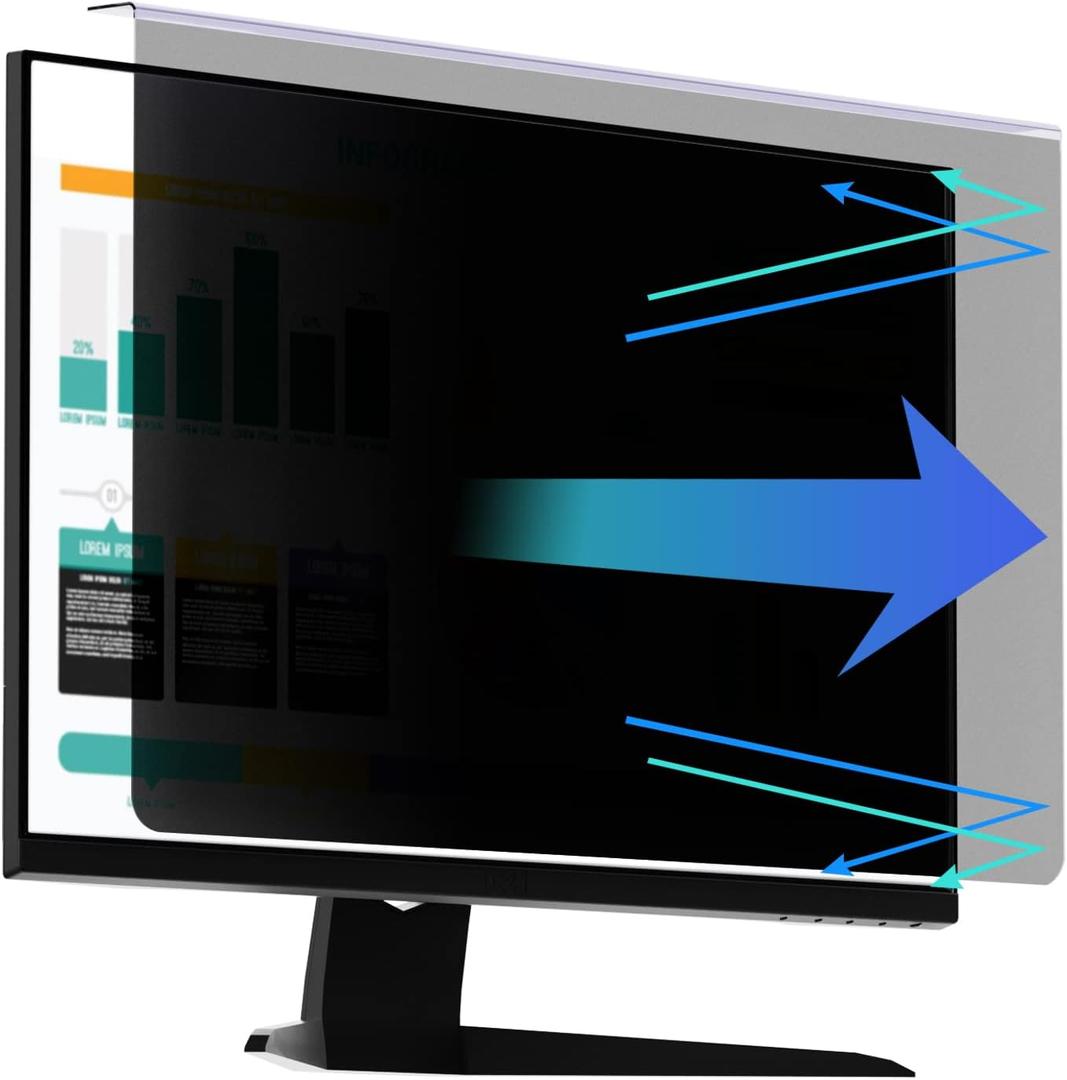 RedANGEL 20-22 Inch Hanging Computer Privacy Screen | Anti-Spy | Blue Light
