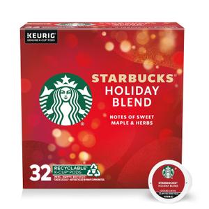 Starbucks K-Cup Coffee Pods, Medium Roast Coffee for Keurig Brewers, Holiday Blend, 100% Arabica, Limited Holiday Edition, 1 Box (32 Pods) (32 Count (Pack of 1))