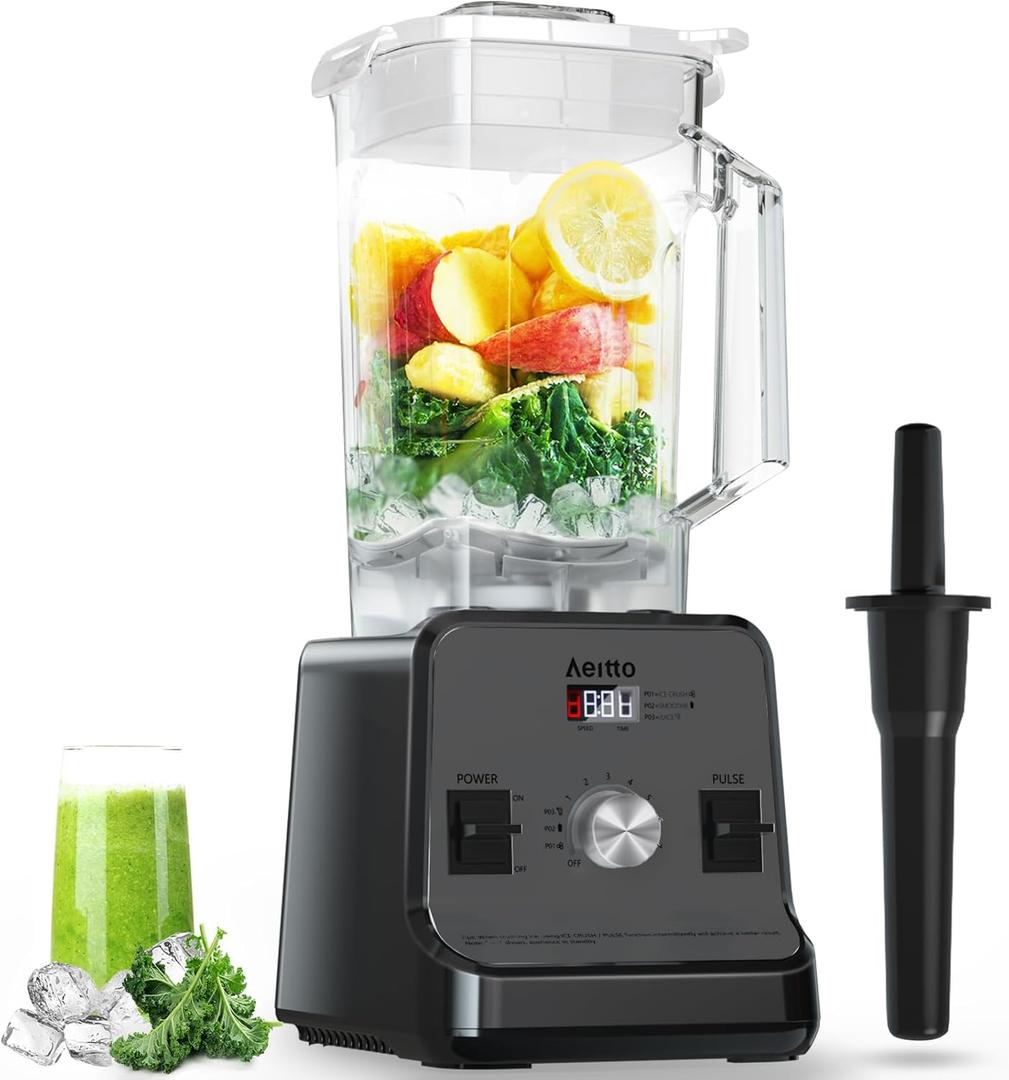 Aeitto Blender for Kitchen, 68 Oz Large Capacity Professional Countertop Blender, 1500-Watt Smoothie Blender for Ice Crush, Frozen Drinks, Silver